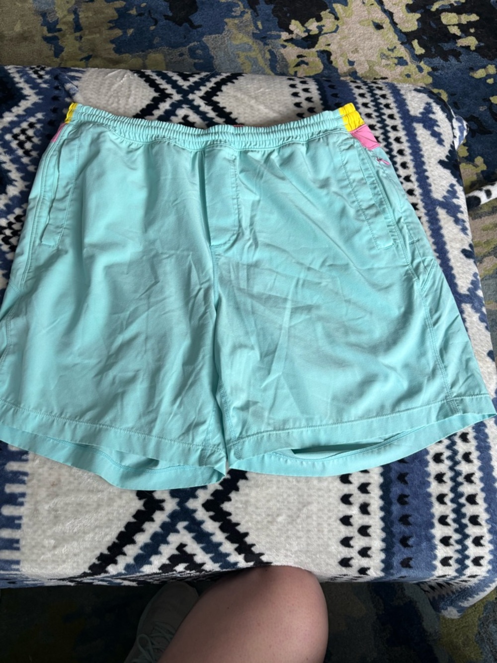 Birddogs Aqua Athletic Shorts with Pink Waistband